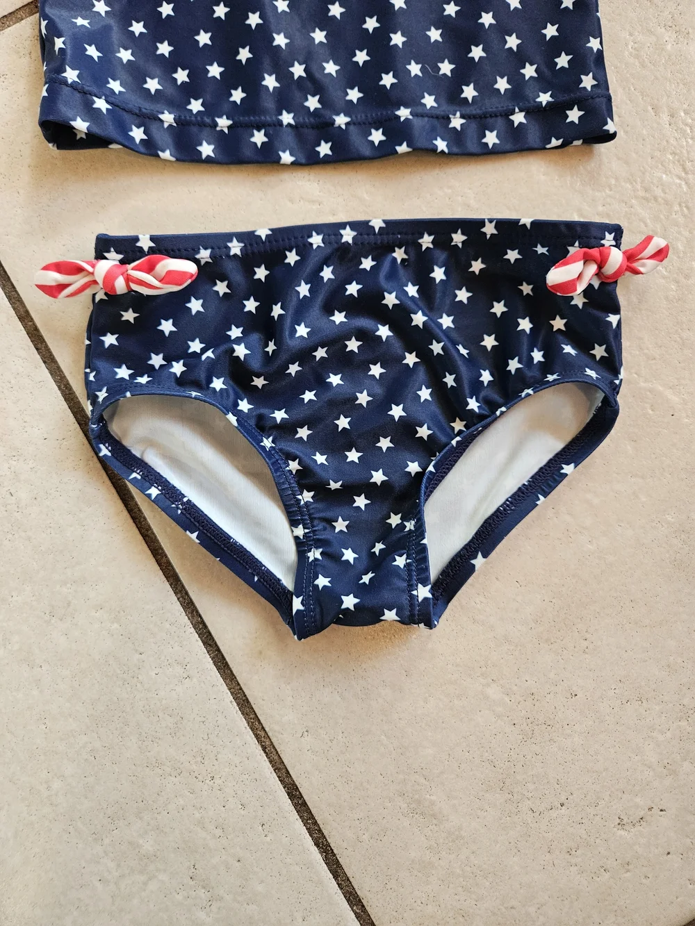 OshKosh B'gosh Navy & White Star Rash Guard Bikini Set with Red Accent Bows